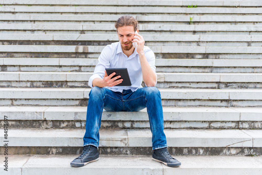 Young Man with Tablet Young Man with Tablet
