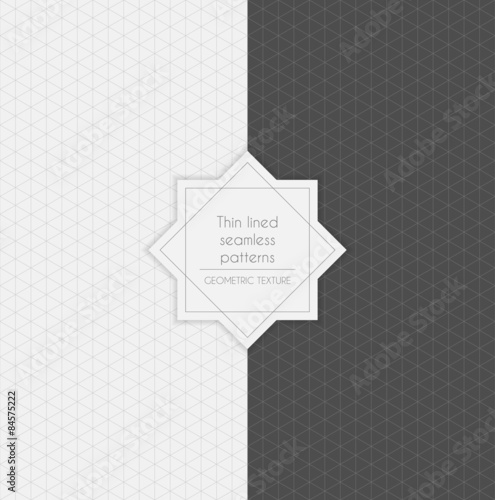 Set of geometric minimalistic thin lined seamless patterns in