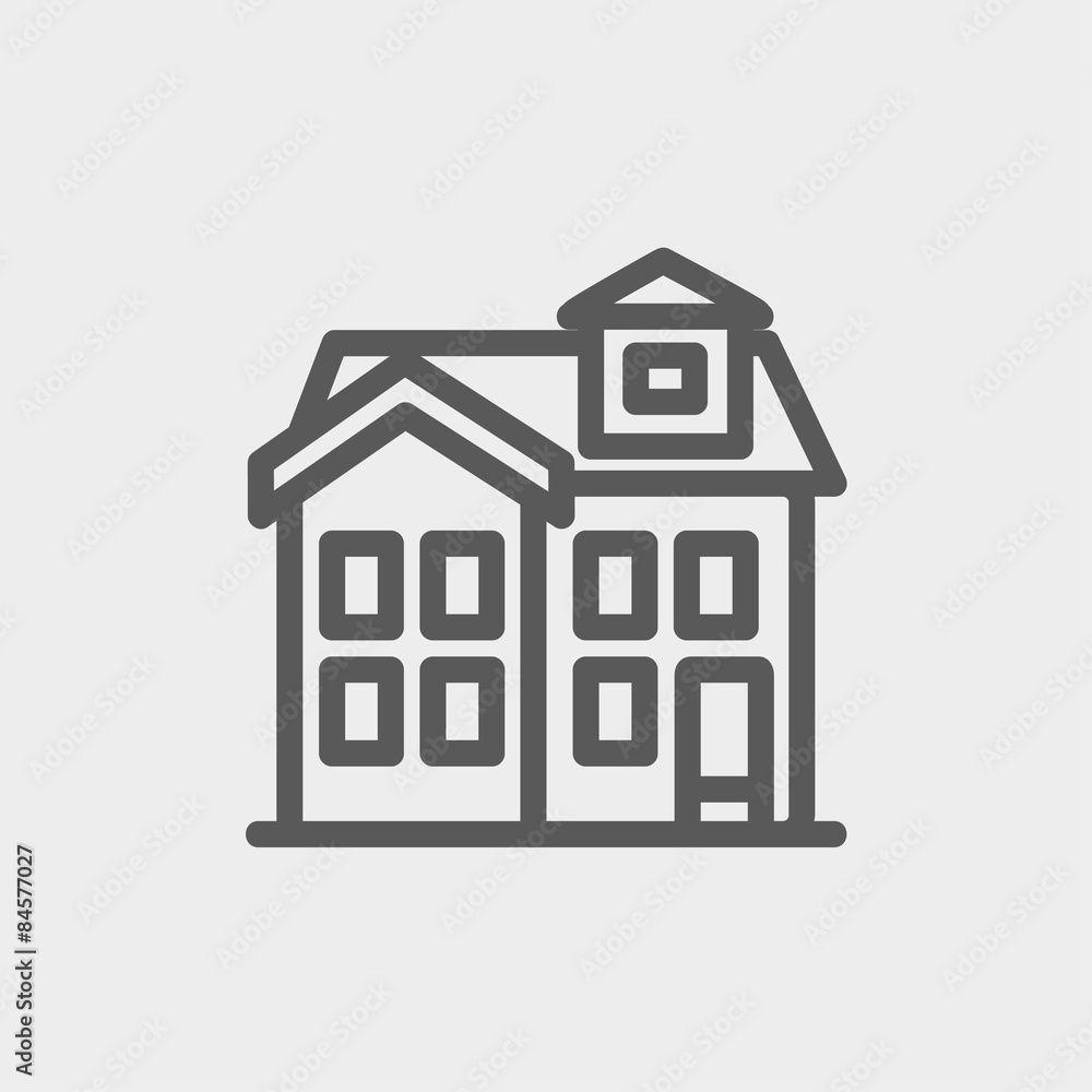 House with chimney thin line icon House with chimney thin line icon