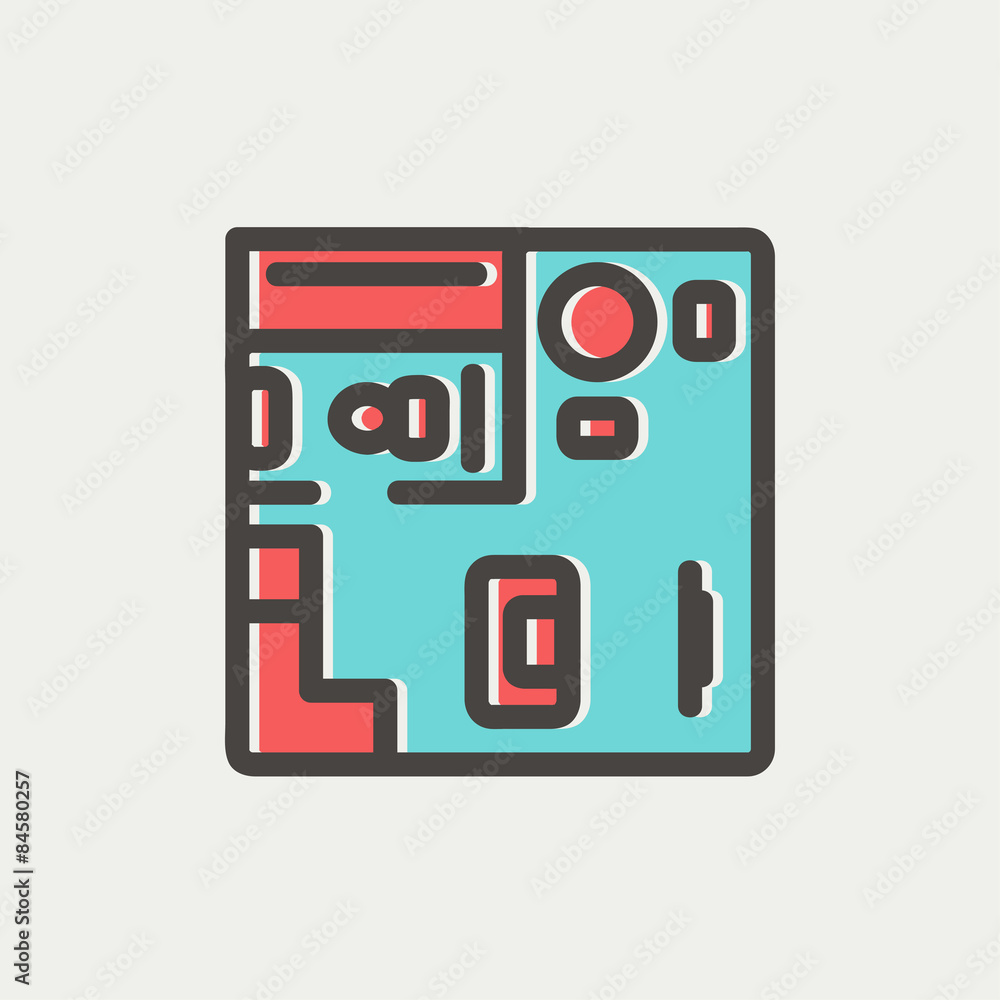 House interior with furnitures thin line icon House interior with furnitures thin line icon
