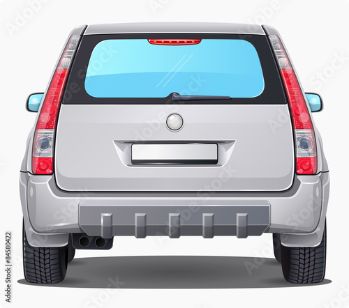 Vector silver Car - Back view