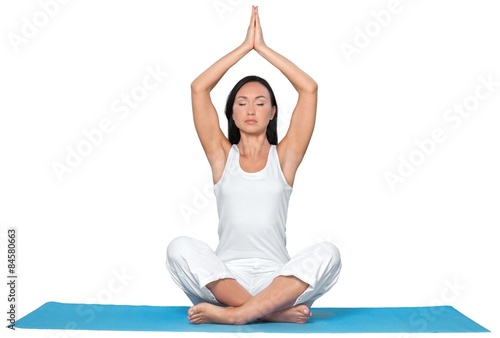 Yoga, Women, Meditating.