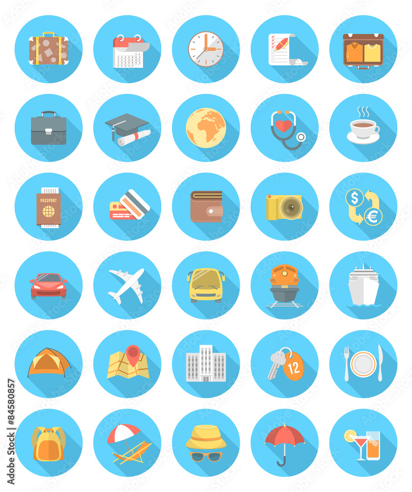 Modern Flat Traveling Icons Modern Flat Traveling Icons
