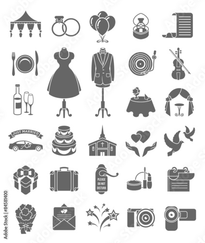Silhouette vector wedding icons