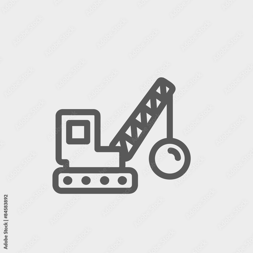 Demolition trailer thin line icon Demolition trailer thin line icon