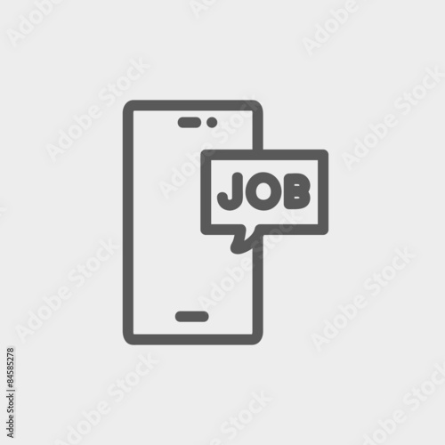 Smartphone with word job in a box thin line icon