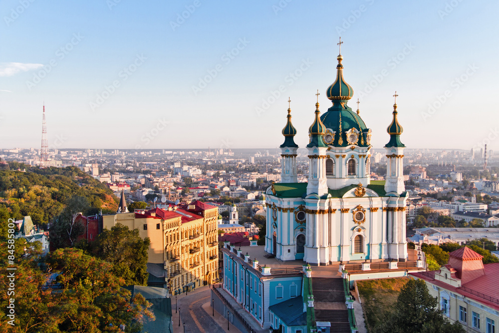 Kiev, Andrew's Church - obrazy, fototapety, plakaty 