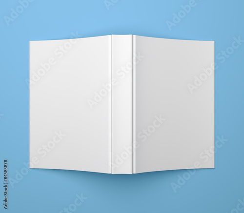 Photography White blank soft cover book template on blue