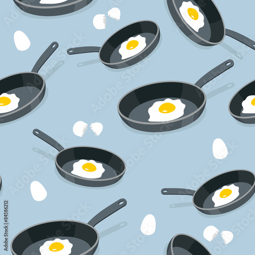 Scrambled eggs seamless pattern. Vector background for cuisine f