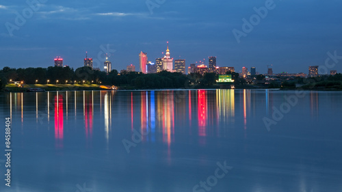 Warsaw night view of the city from the river #84588404