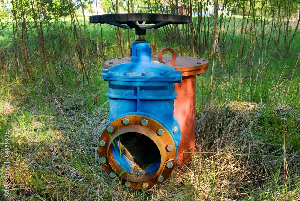 Old pipe of drink water joined with new blue valve Old pipe of drink water joined with new blue valve