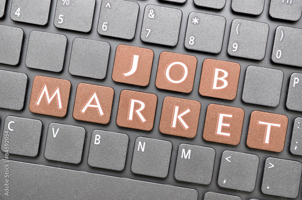 Job market key on keyboard Job market key on keyboard