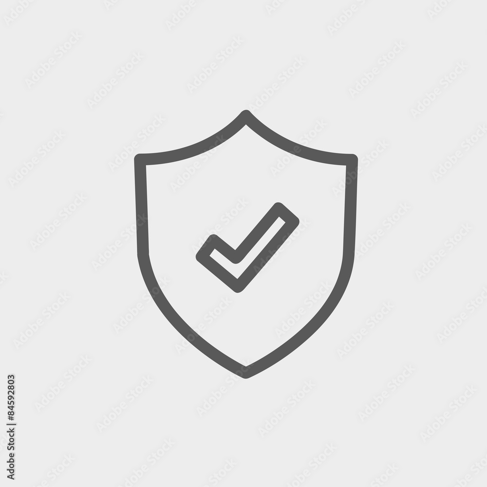 Shield with check mark thin line icon Shield with check mark thin line icon