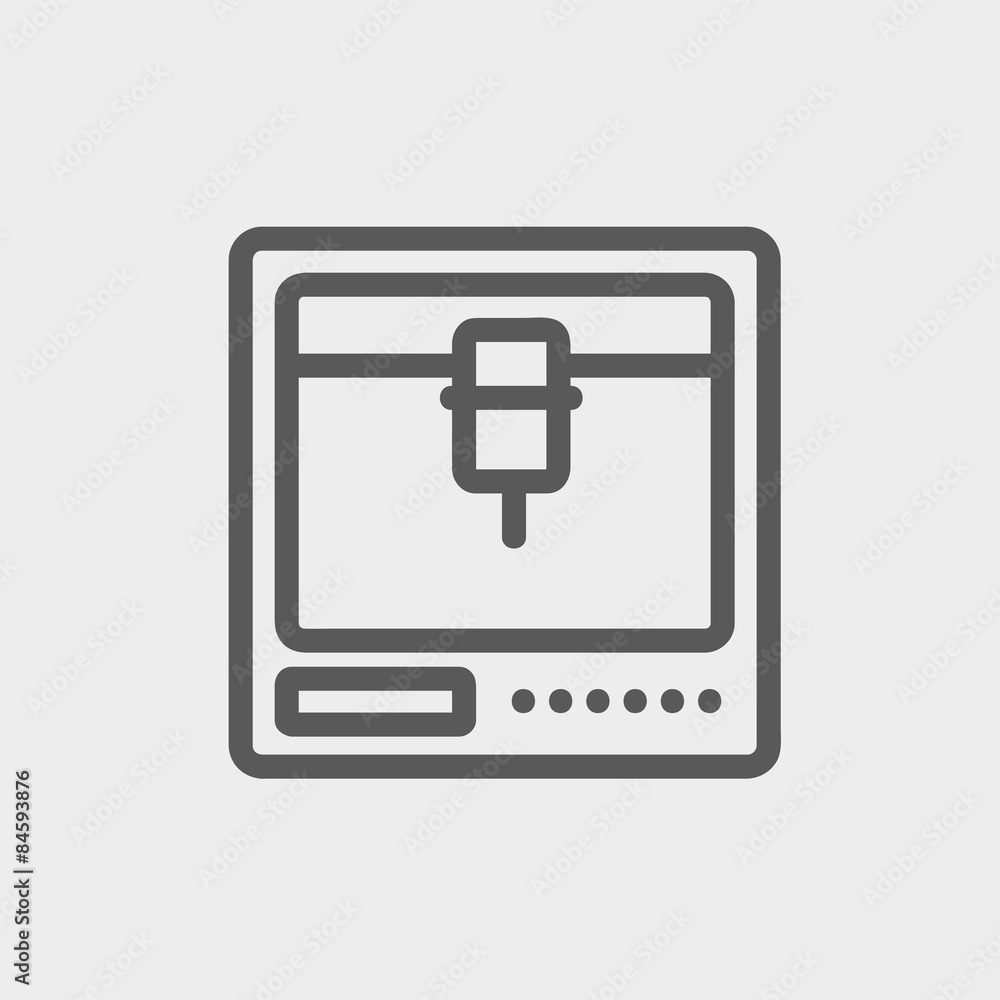 Isometric 3D printer thin line icon Isometric 3D printer thin line icon