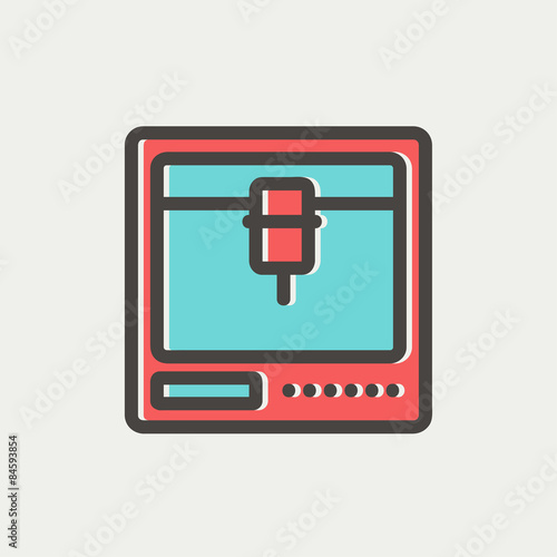 Isometric 3D printer thin line icon