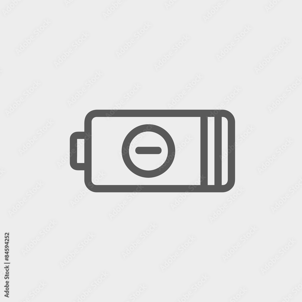 Negative power battery thin line icon Negative power battery thin line icon