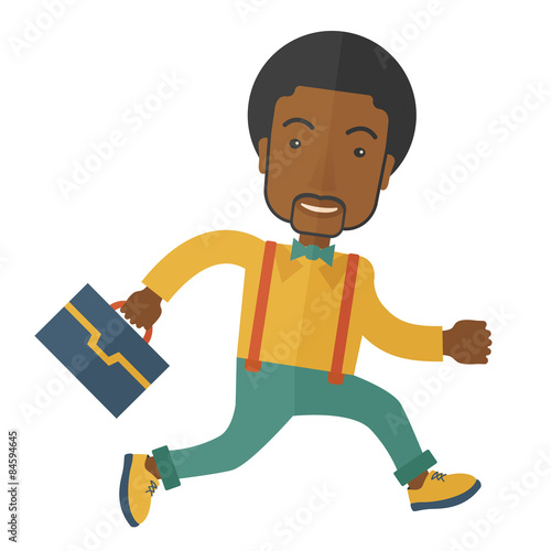 Buisnessman walking with his briefcase.