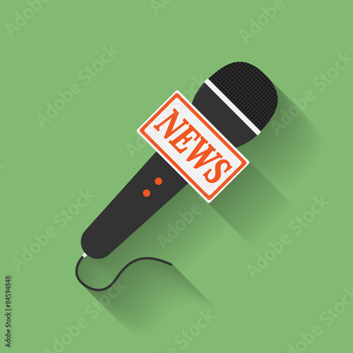 Icon of Microphone Press or News microphone. Flat style