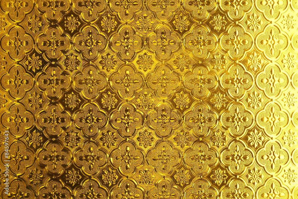 Shiny yellow gold Stained glass texture background - obrazy, fototapety, plakaty 