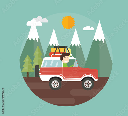 outdoor adventure - car drive in mountain