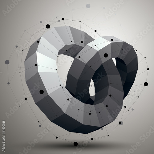 3D vector abstract design object, polygonal complicated figure w