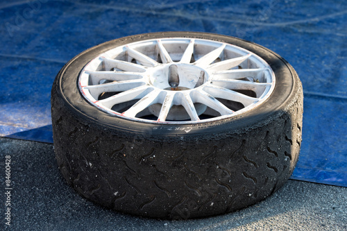 Racing car tire close up
