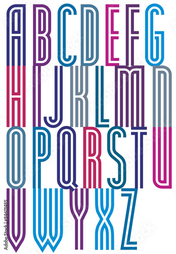 Retro colorful geometric decorative striped font with double equ