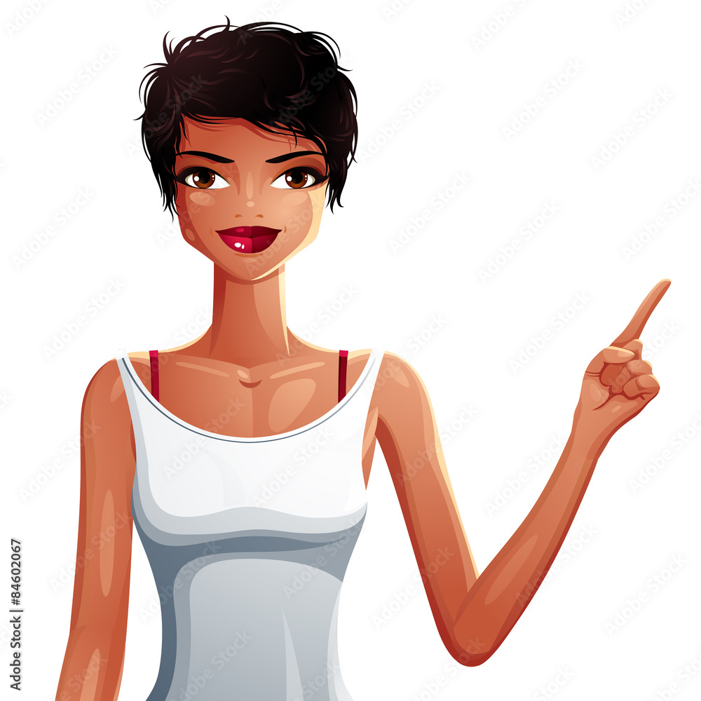 Bright drawing of a gorgeous brunette sexy lady isolated on whit Bright drawing of a gorgeous brunette sexy lady isolated on whit