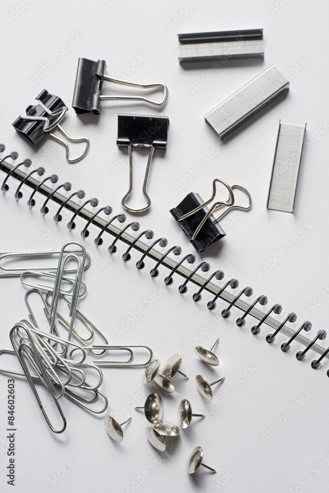 Obraz premium stationery on white notebook