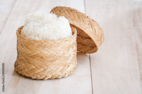 Wallpaper Mural Sticky rice, Thai sticky rice in a bamboo wooden old style box Torontodigital.ca