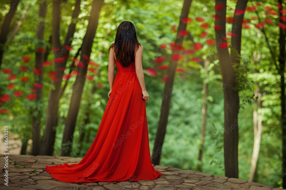 Woman on the edge of a precipice.