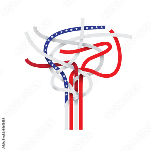 Vector sign abstract tree, american flag