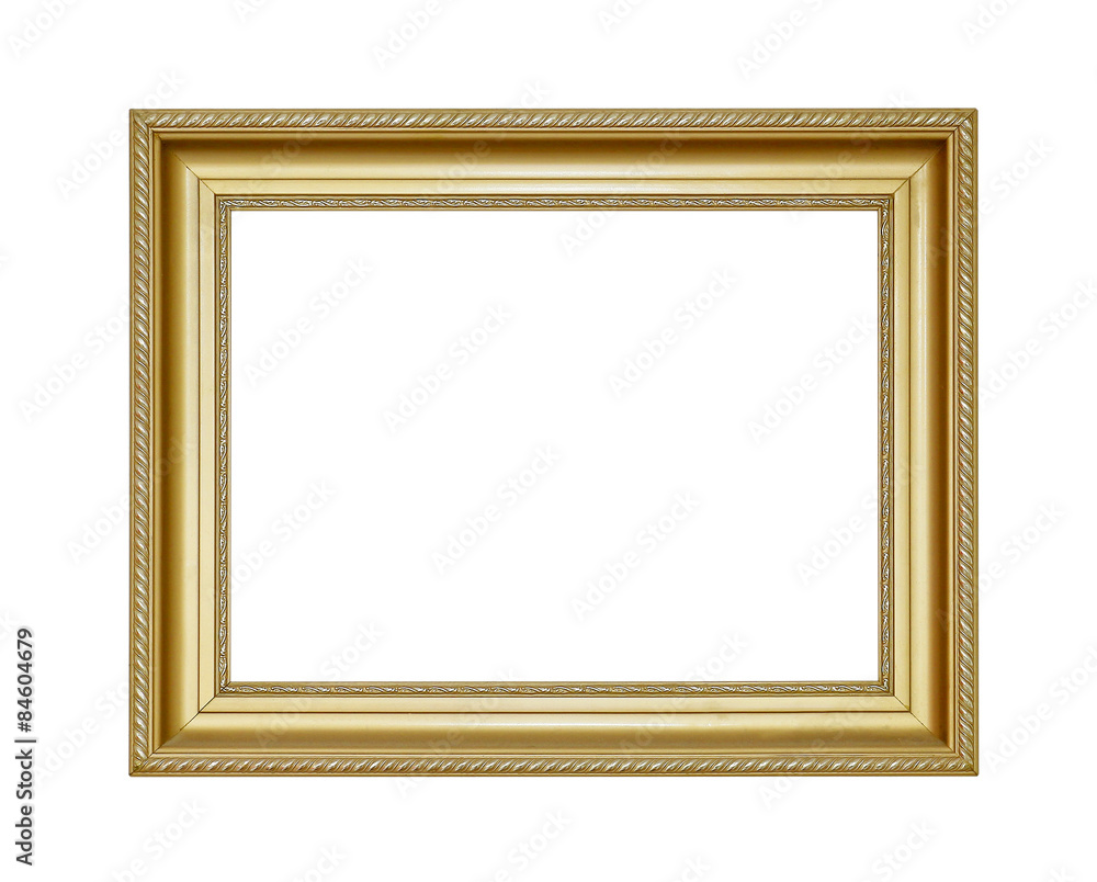 Picture frame gold dark tones wood frame in white background. Picture frame gold dark tones wood frame in white background.