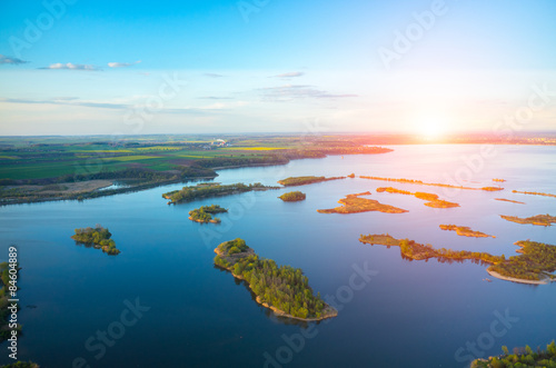 Aerial view on a sunset