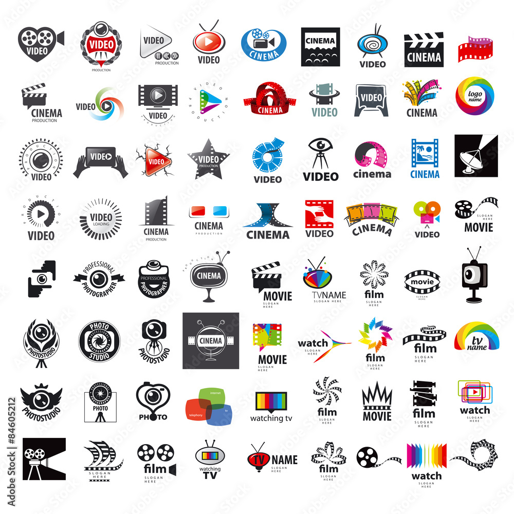 Fototapeta premium large set of vector logos photo and video production