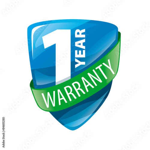 vector logo in the form of shield 1-year warranty