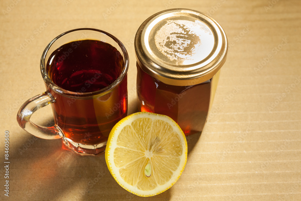 Black tea with honey and lemon