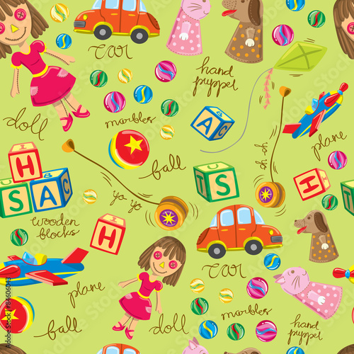 cute vintage toys background, suitable for wrapping paper