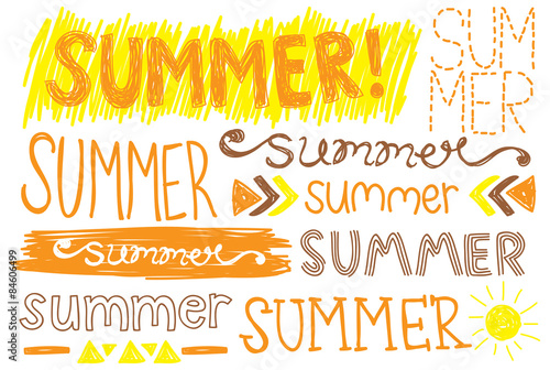 summer hand drawing typography