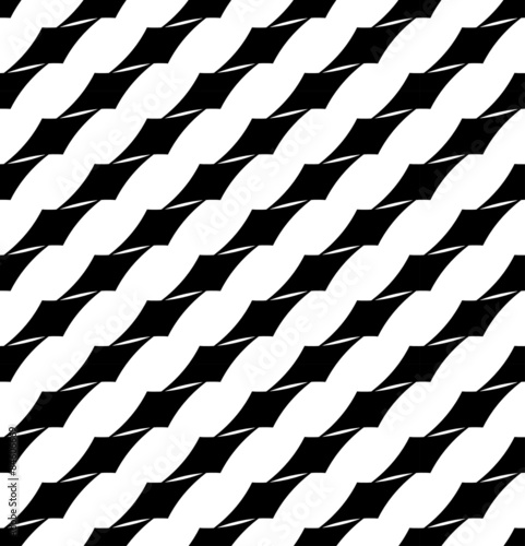 Black and white geometric seamless pattern with diamond.