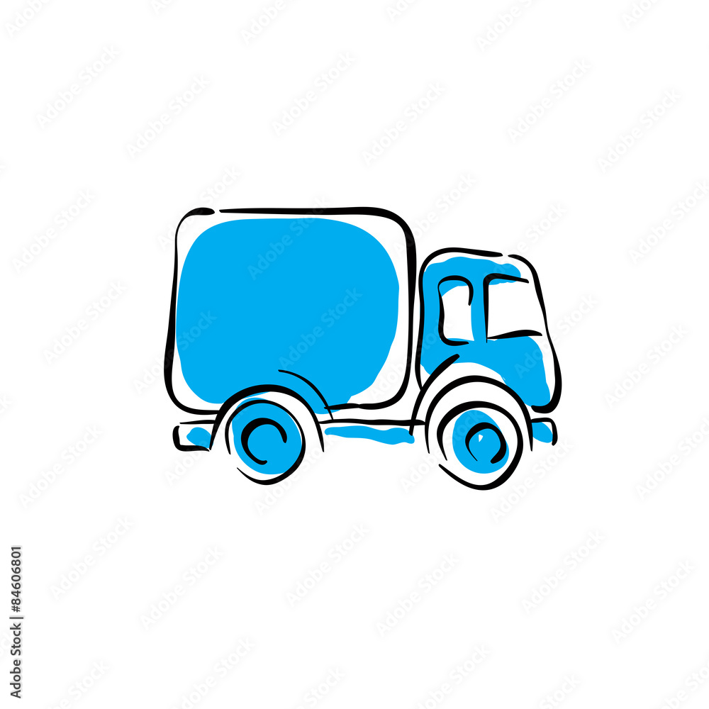 Illustrated truck icon, vector animated delivery car. Illustrated truck icon, vector animated delivery car.