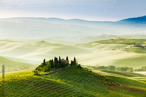 Spring landscape of fields Tuscany