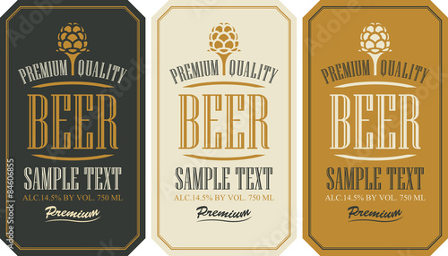 set labels for beer in a retro style with malt