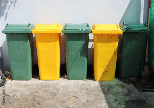 Green and Yellow Trashcan