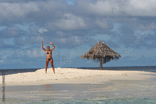 woman deserted dream island  photo