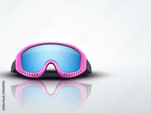 Light Background with pink ski goggles. vector illustration