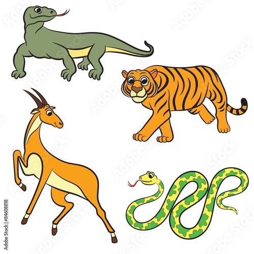 Zoo animals collection. Vector illustration.  