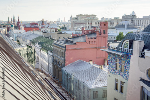 View of the building from the roof of Moscow in cloudy weather during the day © elen31