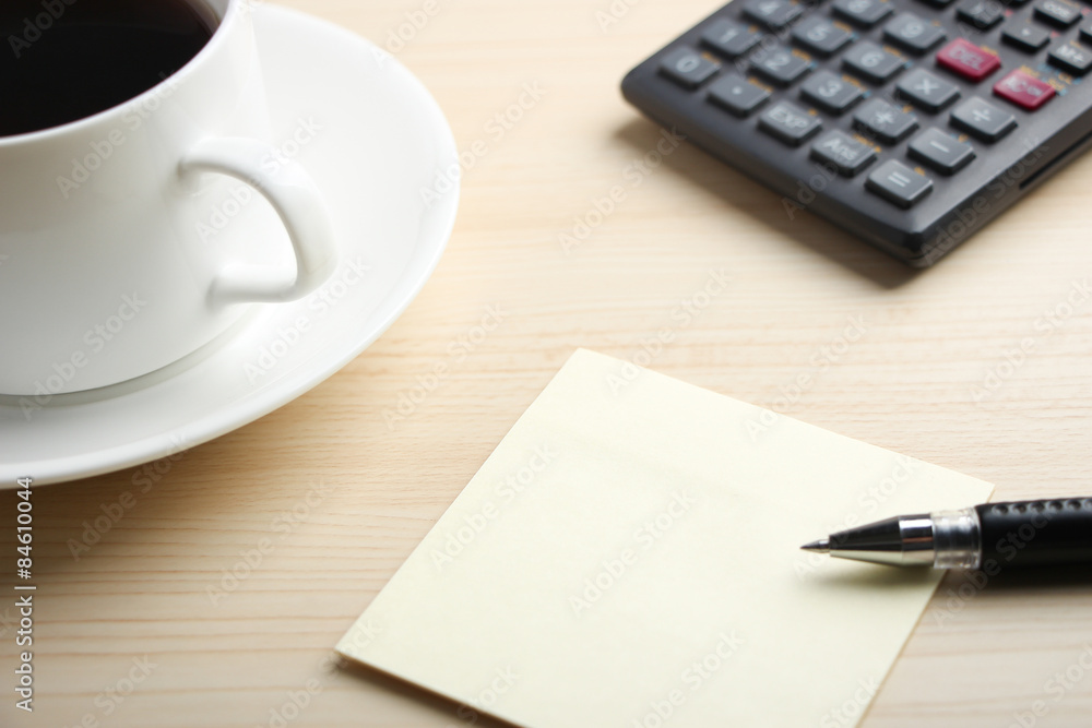 Note calculator and coffee Note calculator and coffee