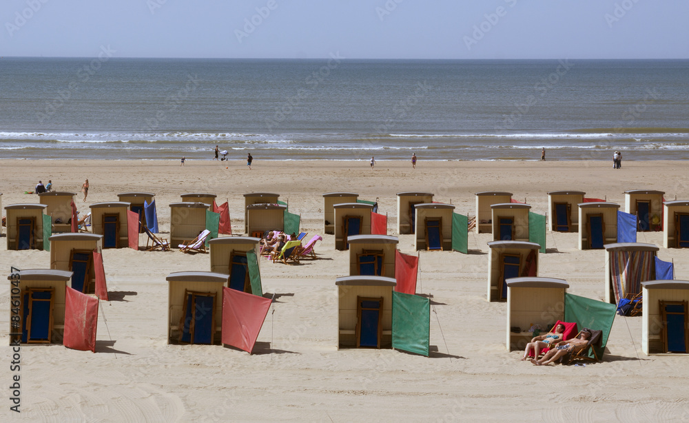 Beach houses at the beach in Katwijk in the netherlands Beach houses at the beach in Katwijk in the netherlands